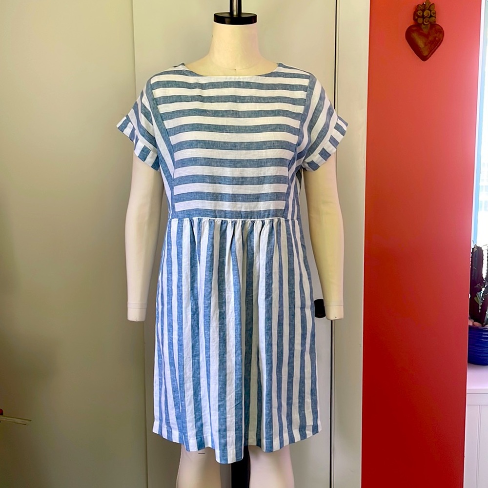 Garnet Hill Seamed Linen popover Dress